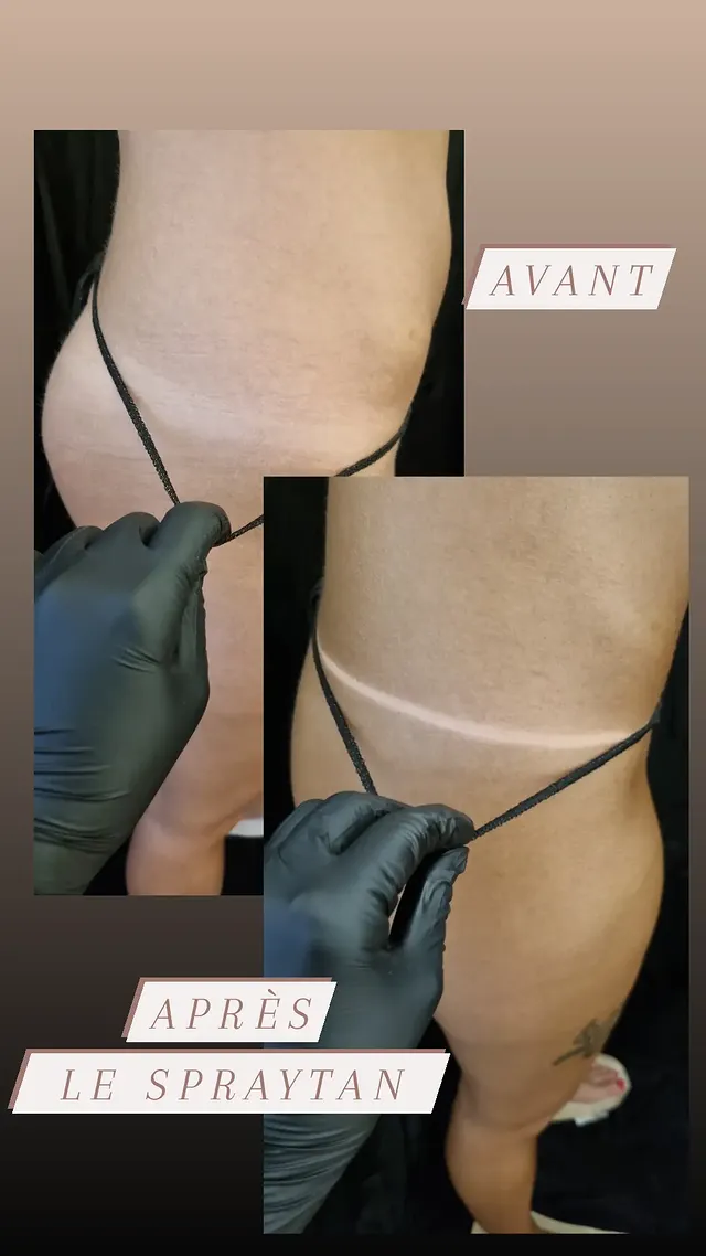 Résultat avant/après spray tan